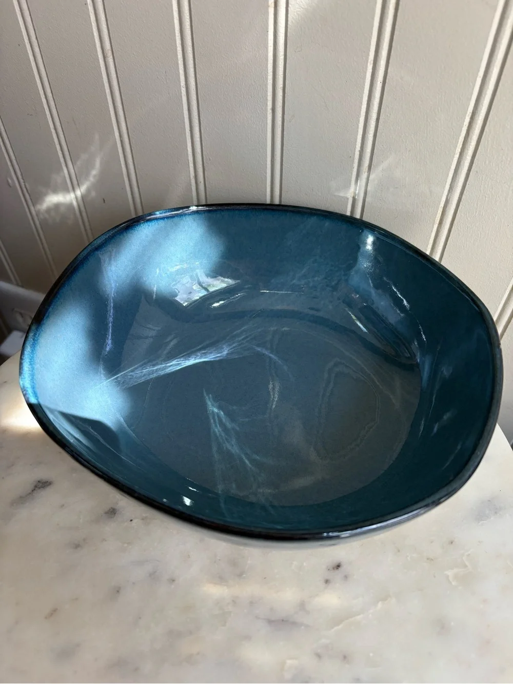 Artefact by Front of the House Ceramic Indigo Serving Bowl Blue Glaze Designer